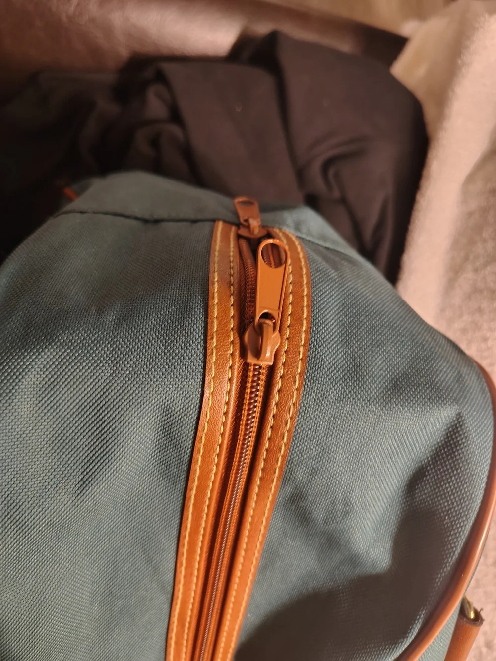 Teal Duffel Bag with Brown Trim - Classic Travel Set